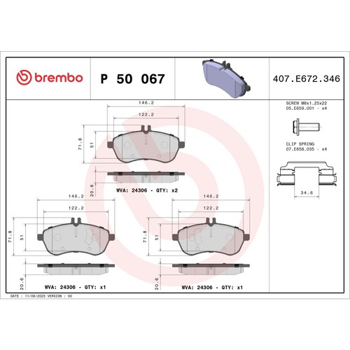 Bremsbelagsatz brembo 50 - bremsbelagsatz,