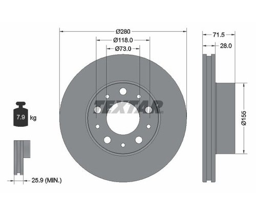Textar bremsscheibe pro - 2x,